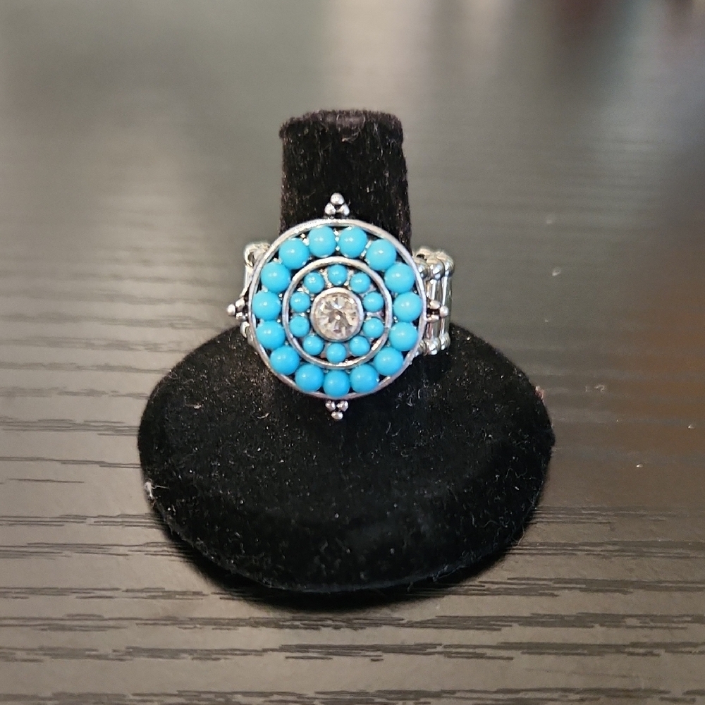 Paparazzi Blue and Silver Sunburst Ring